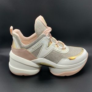 olympia glitter and leather trainer